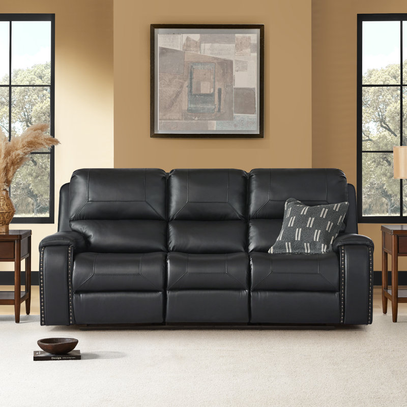 87.4'' Wide Power  Reclining Sofa with USB Ports, Black