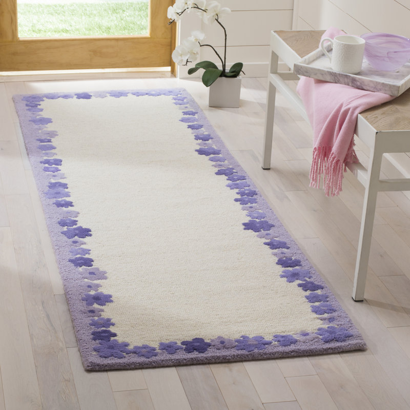 Tapis 80% laine et 20% coton touffeté à la main Claro, Tapis de couloir 2 pi 3 po x 7 pi