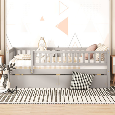 Full Size Daybed With Two Drawers In Gray - Solid Wood For A Dreamlike Bedroom Hideout Spacious And Practical Meets Storage Requirements