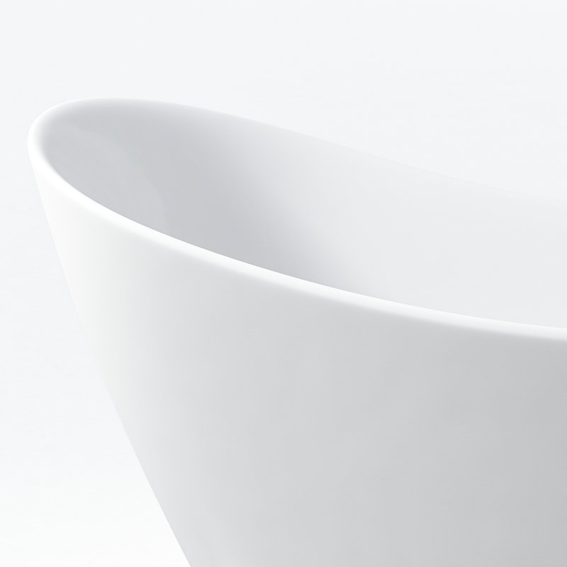 67 - Inch Freestanding Gloss White Acrylic Soaking Tub, Oval Design, Center Drain, Polished Finish, Comfortable And Spacious, Easy To Install On Your Own Bathing Experience, Efficient Drainage System