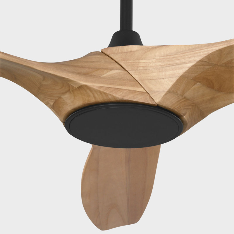 Selen Smart LED Ceiling Fan, Natural Honey, Midnight Black, 60" Wide