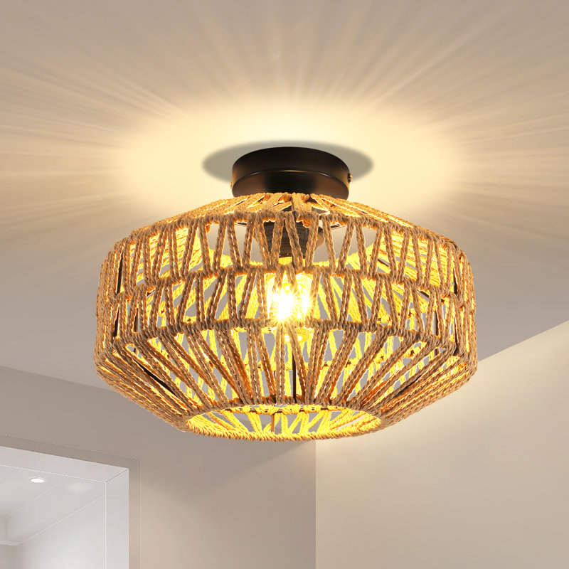 Alliette Rattan Semi Flush Mount