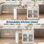 Chariot de cuisine moderne avec îlot de cuisine 73 po avec table pliable et station de charge mobile avec tiroir