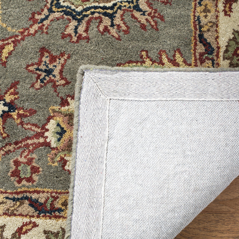 Tapis oriental en laine touffeté à la main Alg, Ovale 7 pi 6 po x 9 pi 6 po
