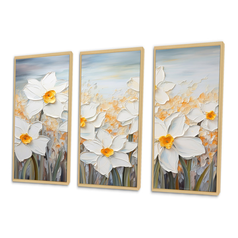 «Daffodils Tranquility Floral Field II - Flower Field», ensemble de reproduction d'art mural, H 28 po x l 36 po x P 1 po