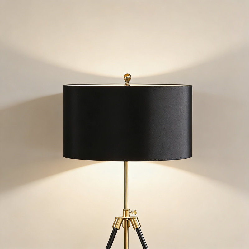 Lampe sur pied à trépied en or noir