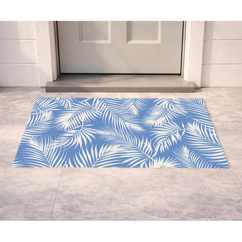 Paillasson Waving Palms, Bleu, L 21 po x L 34 po