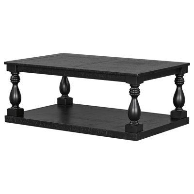 Vintage Coffee Table Featuring Artistic Vase Column Legs And Luxurious Armontae Veneer For Timeless Charm,Suitable For Living Room, Study Room