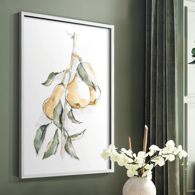 «Watercolor Fruit Contour I», reproduction encadrée - bois massif