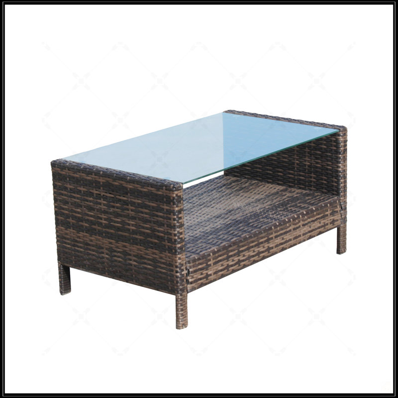 Table basse pour l'extérieur avec mobilier en verre trempé transparent