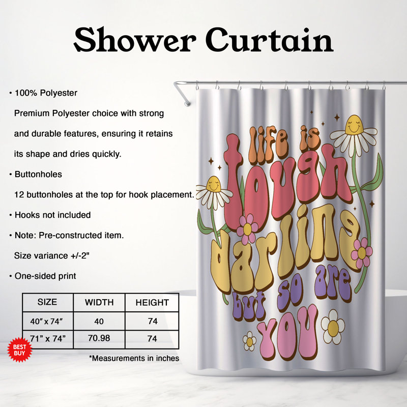 Rideau de douche standard 1 pièce Uplift Mood, H 74 po x l 40 po