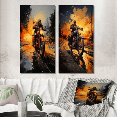 Yellow Dirt Bike Adventure - Motorcycle Metal Prints Set Of 2