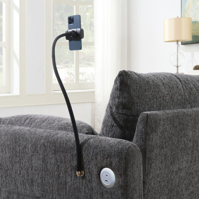 Canapé modulaire en L 96,5 po avec repose-pieds et poches de rangement, support de téléphone réglable, chargeur USB, accoudoirs éléphants en forme d'oreille, siège confortable pour le salon et appartement, chenille, 3 couleurs