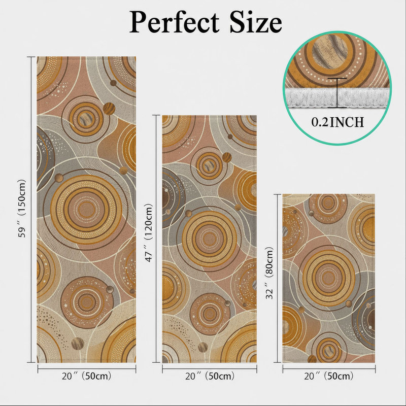 Tapis de cuisine lavables antidérapants Retro Circles