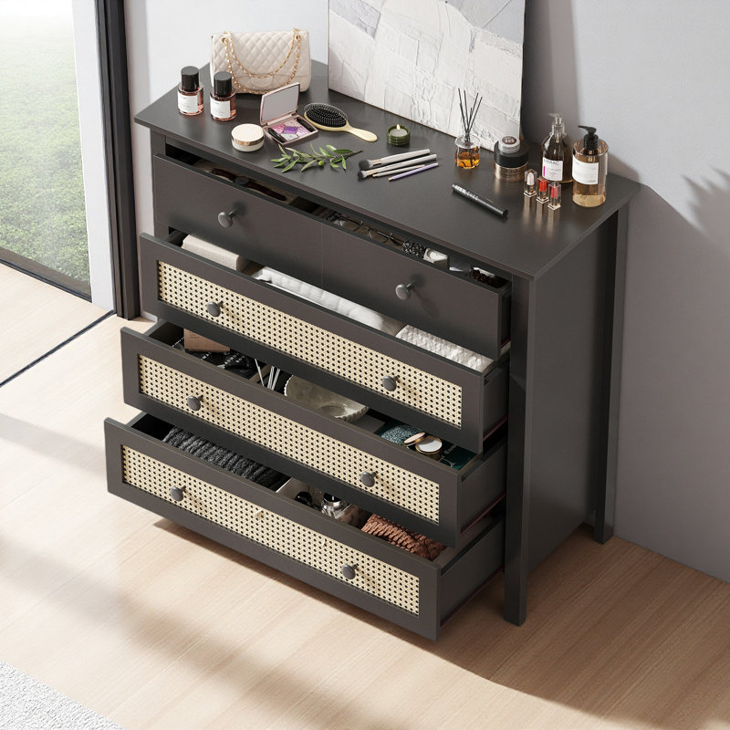 Commode 4 tiroirs l 39,4 po, Noir