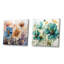 Coral Petal Symphony - ensemble de 2 collages carrés botaniques abstraits-1671386300-1671386301