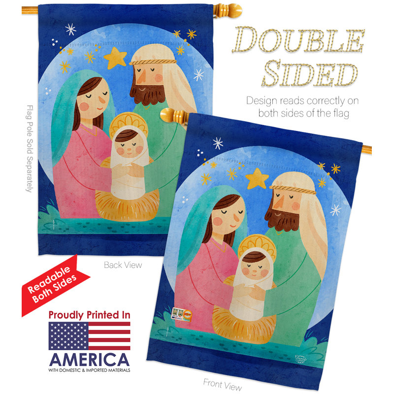 Crèche de Noël à 2 faces en polyester 40 x 28 po Drapeau pour la maison
