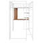 Lit mezzanine simple en métal avec 2 tablettes et un bureau, blanc-1823778450