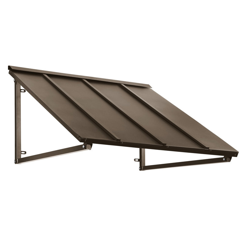 Awntech Houstonian Standing Seam Metal Fixed Awning with Open Sides, Bronze, 24" H x 56" W x 36" D, Galvanized Steel