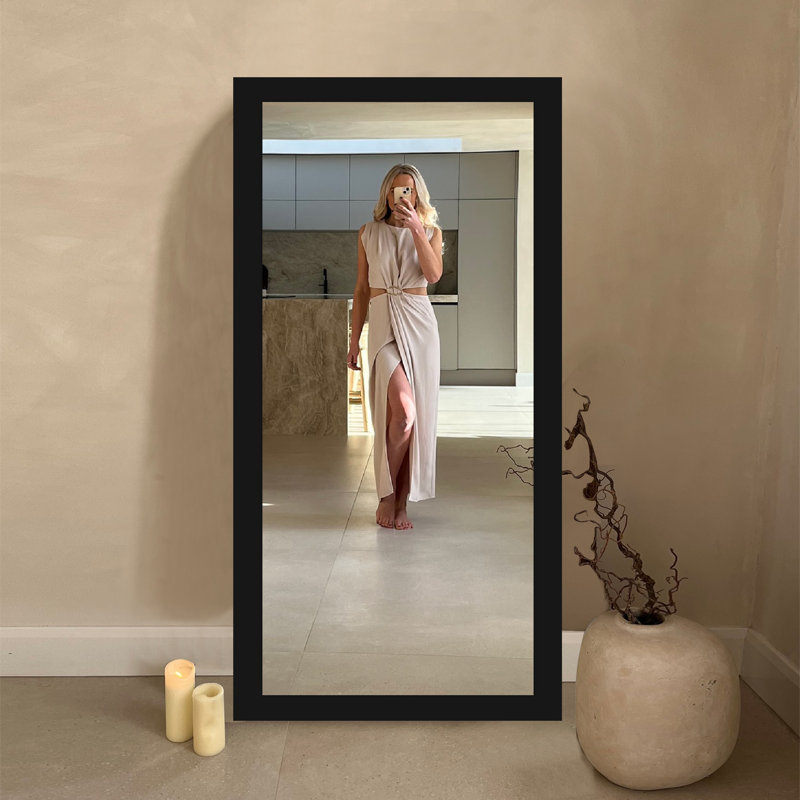 Wood Rectangle Mirror, Black, 71" x 32"