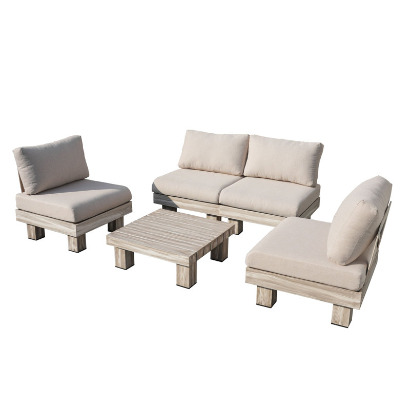 Ensemble de conversation pour 4 personnes avec coussins