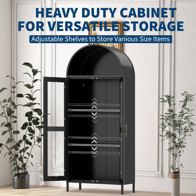 73'' Tall Metal Arched Cabinet, Kitchen Pantry Storage Cabinet