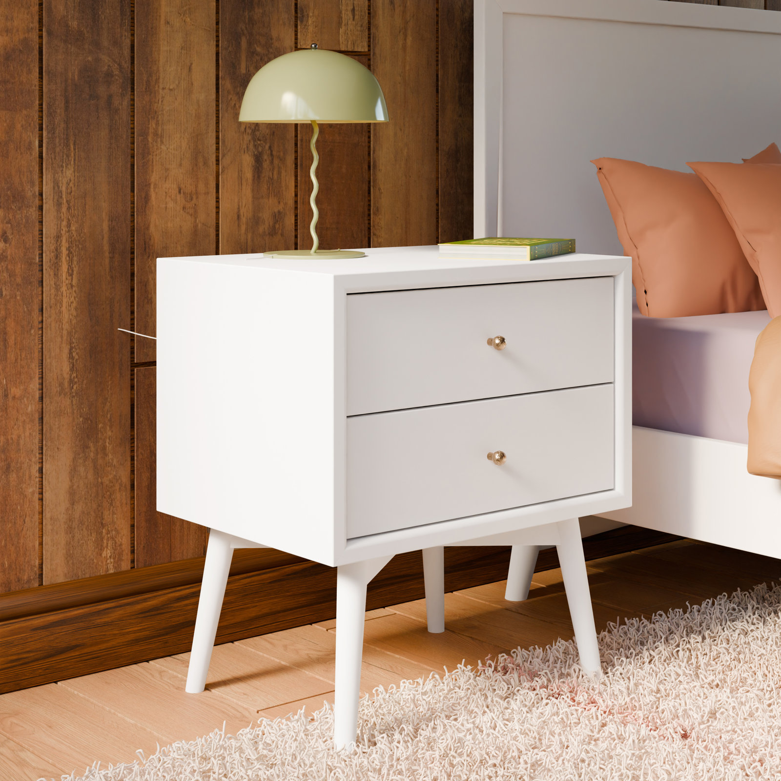 Palma Nightstand with USB Port, White