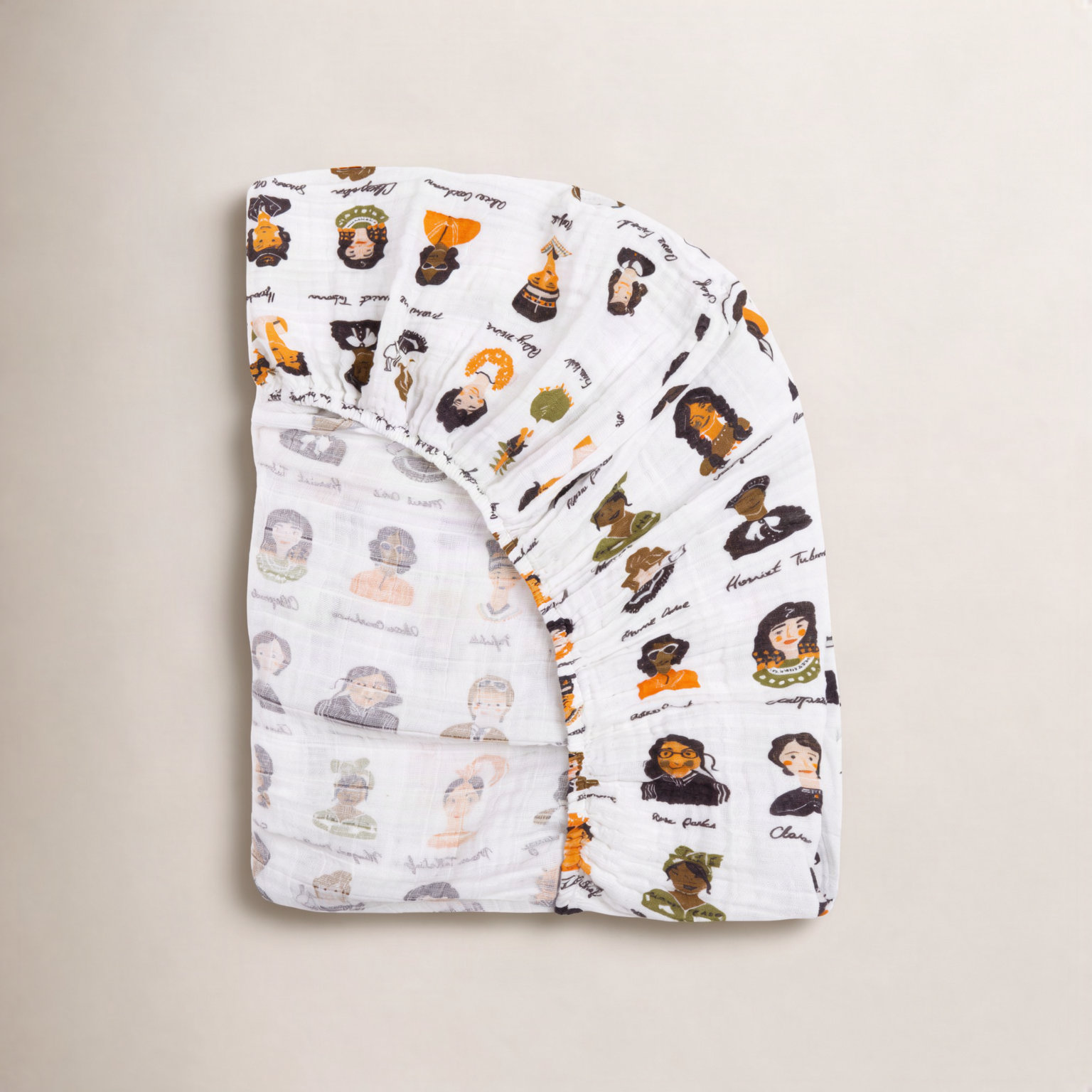 Women in History Muslin Fitted Crib Sheet