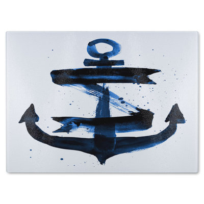 Watercolour Anchor Glass Chopping Board