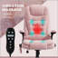 Fauteuil de bureau massant et vibrant à 6 points avec fonction chauffante, dossier haut en velours pour un confort et un soutien optimaux, rose-1048902575