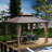 Caesar 10ft x 12ft Dark Brown Double Roof Hardtop Gazebo with Curtain and Mosquito Netting