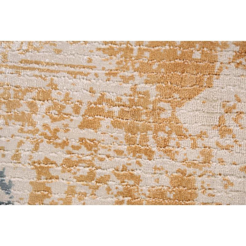 Tapis contemporain doré fait à la main 2x3