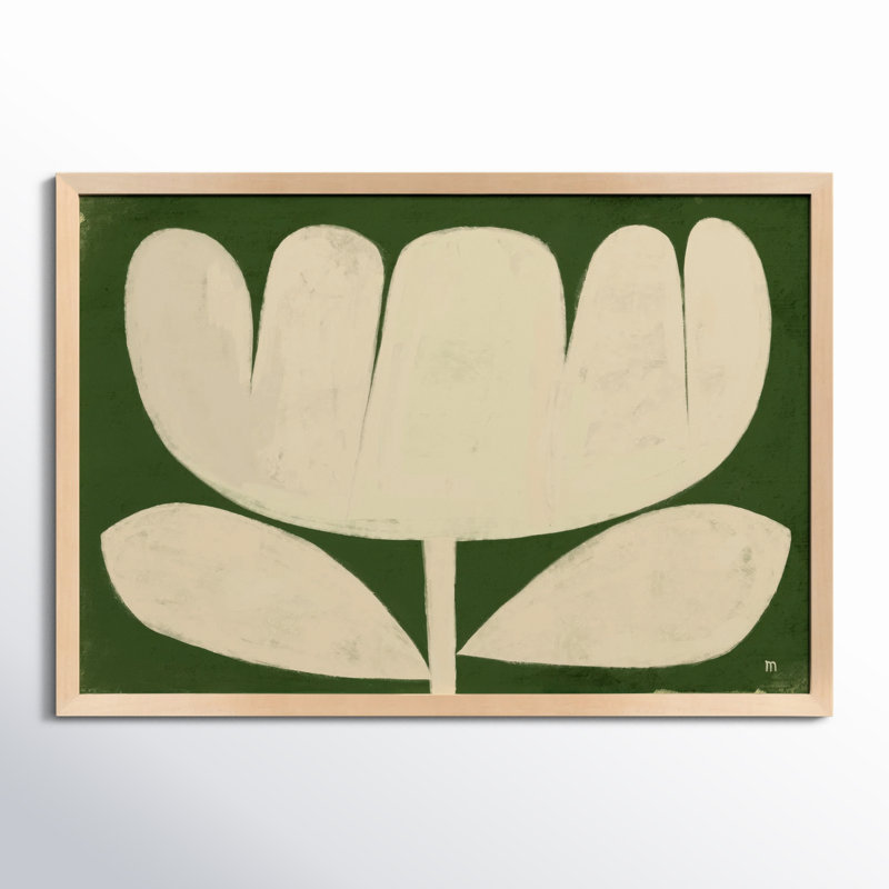 Flower On Green Painting by StudioM, 35" H x 50" W x 1.25" D, Maple Framed