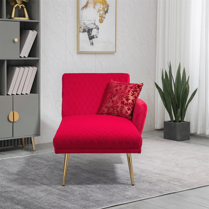 Chaise longue rembourrée Kix, 100% polyester rose rouge