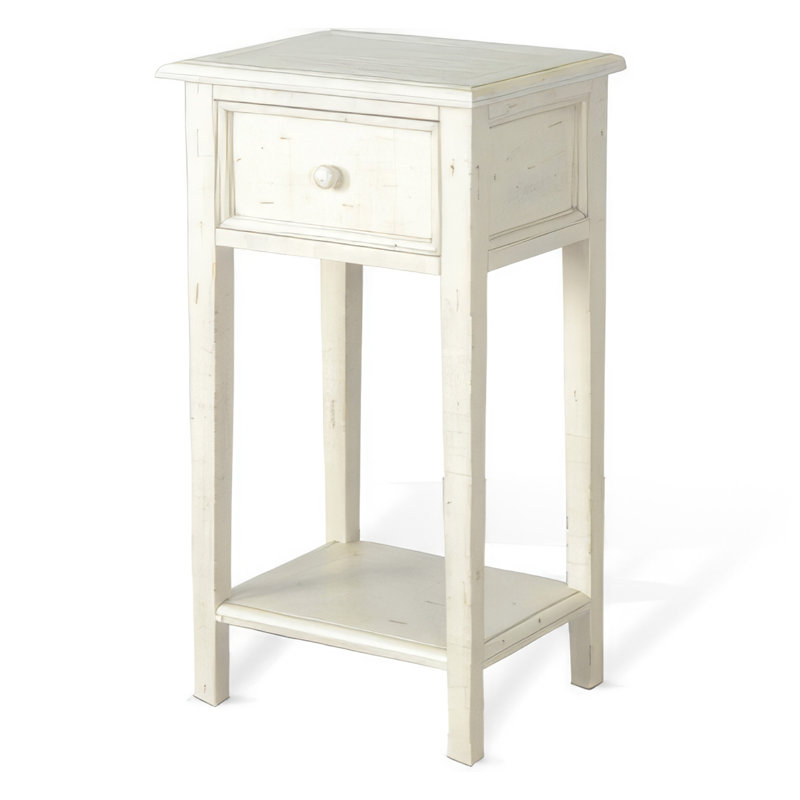 Table de bout en bois massif Komor, Blanc