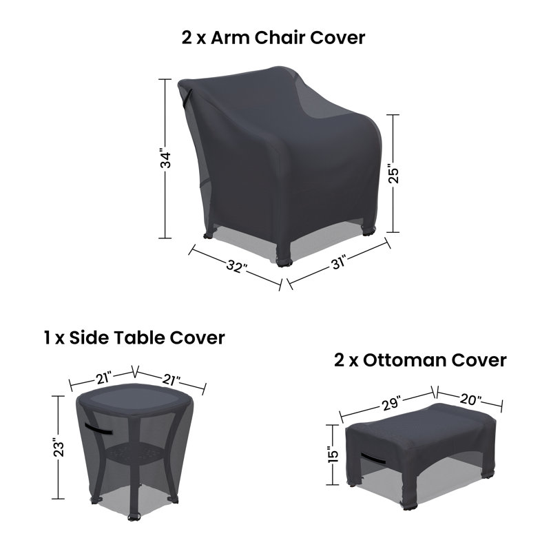 Markovich Outdoor Wicker 5-Piece Conversation Sets Group Seating Patio Furniture Covers