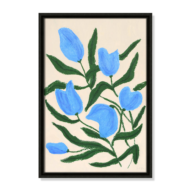 «Colette Blue Tulips Print» par Camilla Bergqvist, Espresso, H 19,5 po x l 13,5 po