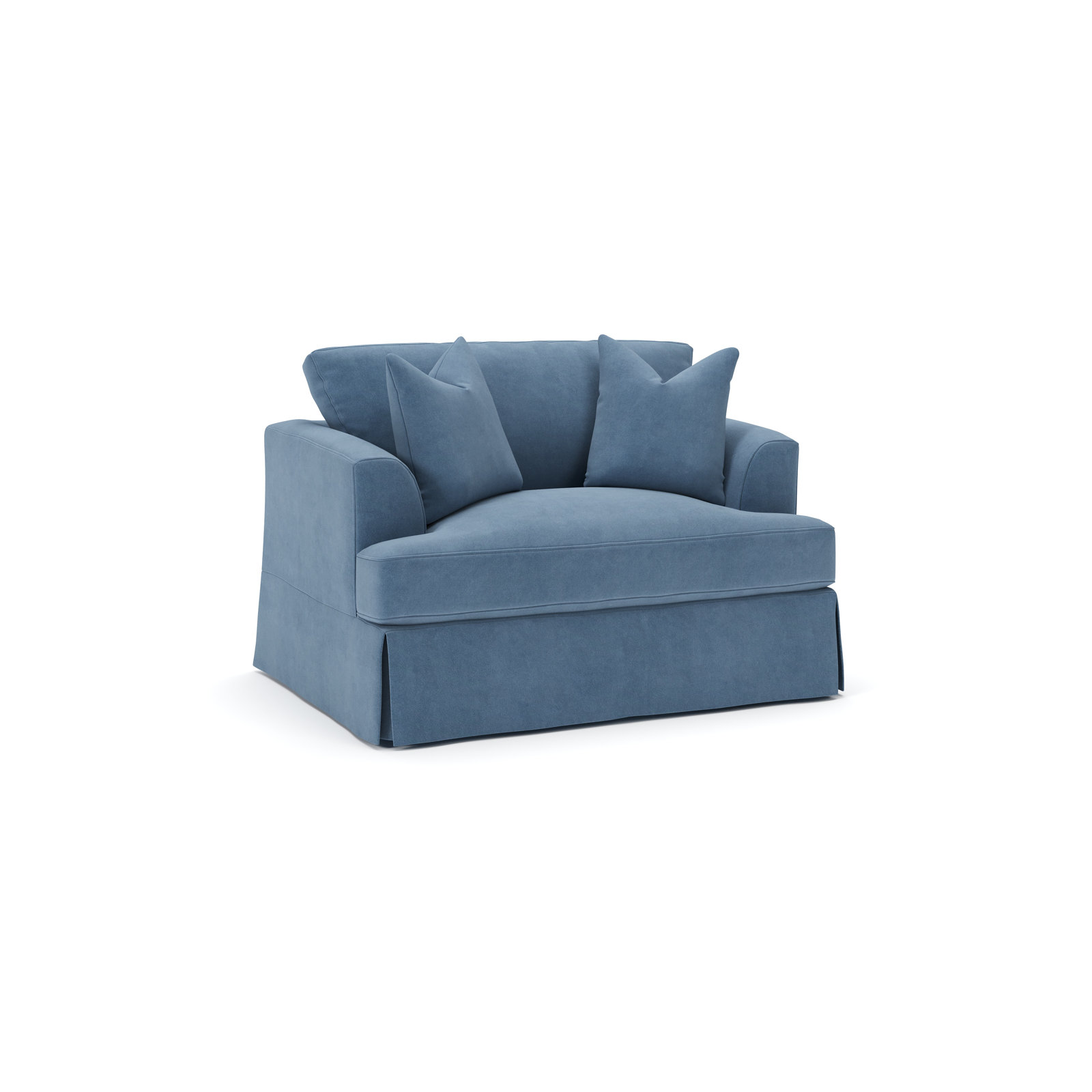 Lucia Slipcovered Chair and a Half, Bella Ocean Performance Velvet