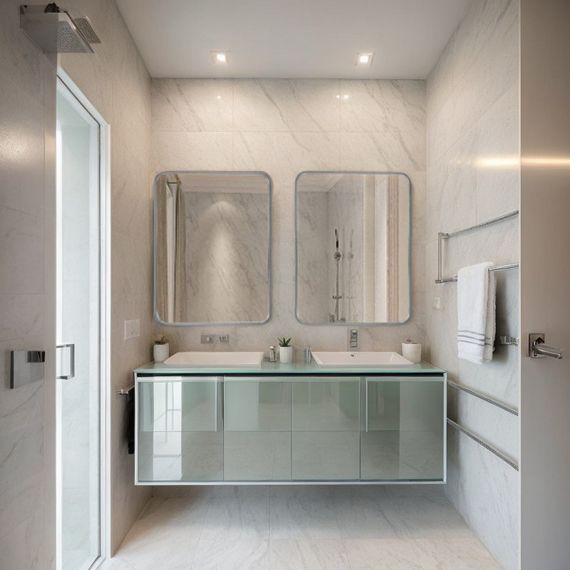 Miroir de salle de bain mural 22 "x 30", Argent argent