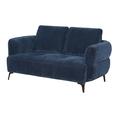 Chenille Upholstered Modern Track Arm Loveseat Blue