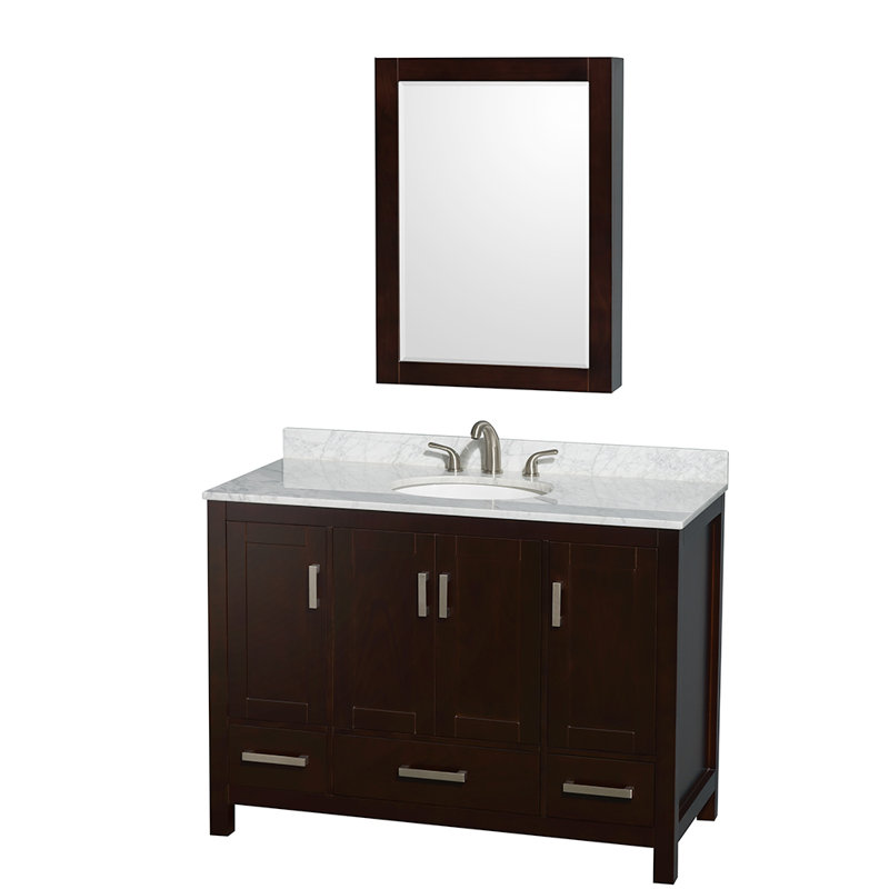 Sheffield 48'' W Single Vanity, White Carrara Marble