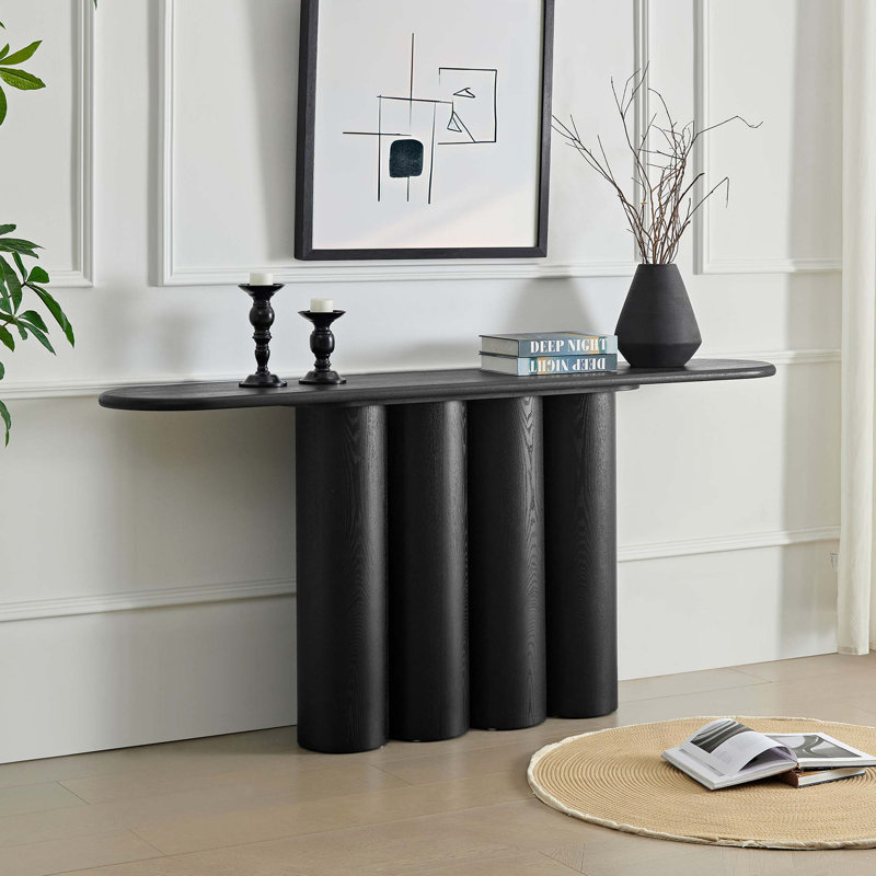 Console moderne avec des pieds cylindriques uniques, Black