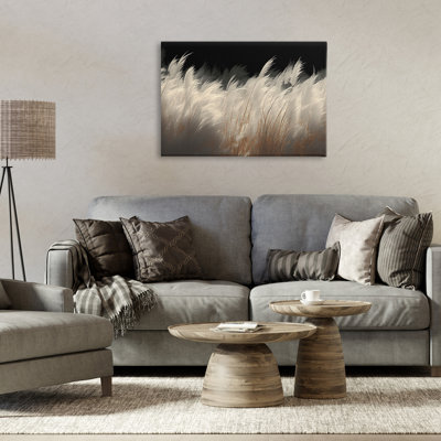 White Feathers Windblown Grasses Canvas, design by Decent Exposures