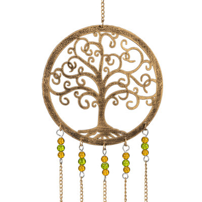 Tree of Life with Decorative Beads Metal Wind Chime, 22in