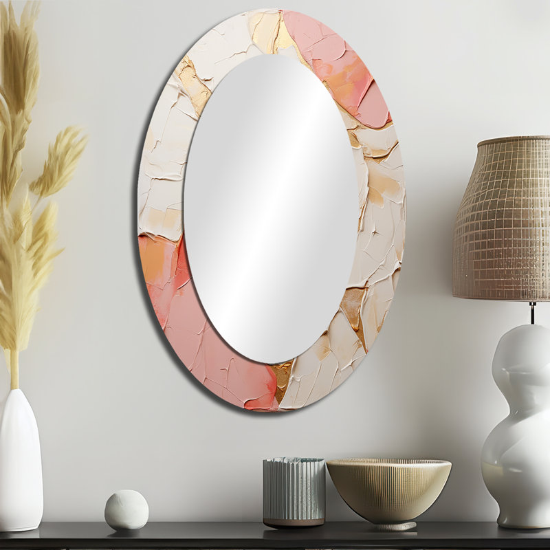 Miroir mural moderne rose et blanc, 36 po x 24 po