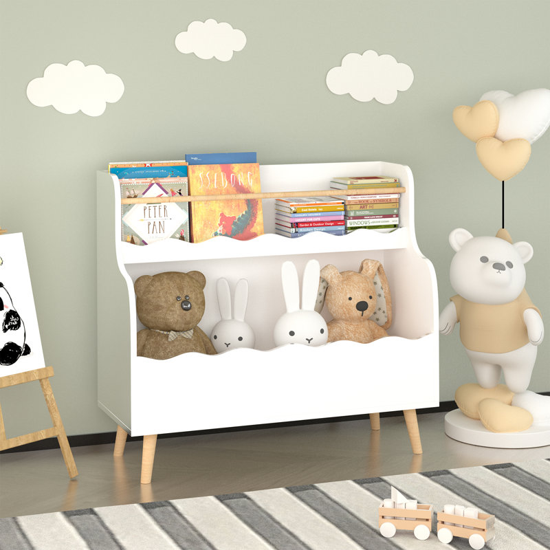 Bibliothèque pour enfants, organisateur de livres pour enfants, organisateur d'armoire de rangement pour jouets, blanc