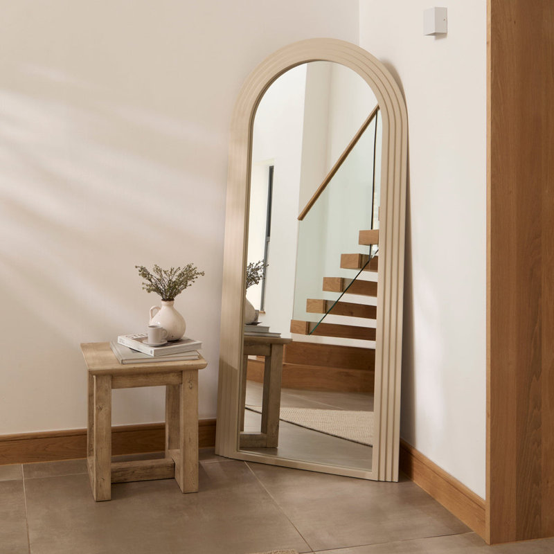 Solid Wood Arch Mirror, 180x80cm, Taupe