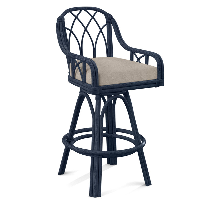 Tabouret de comptoir pivotant 24 po Edgewater, Rayures vert et bleu; 0252-54, Marine
