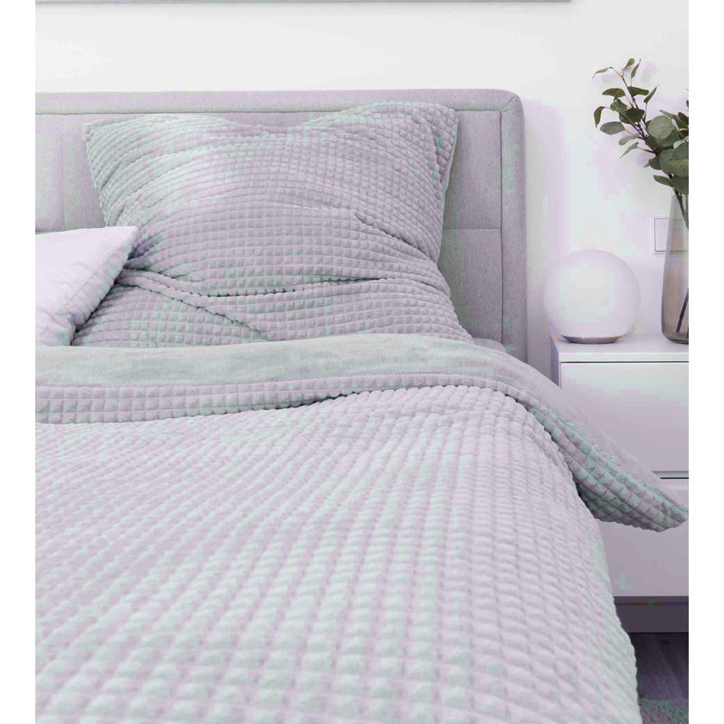 Kord Diamant Microfiber Duvet Cover Set Set, 135 x 200cm Duvet Cover + 1 Pillowcase 80 x 80cm, Grey