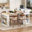 Table de salle à manger extensible à silhouette flottante avec plateau pliable et prise de courant, finition blanc crème